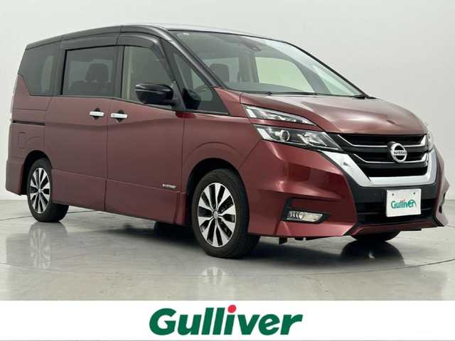 日産 セレナ ハイウェイスターVセレクションⅡ 熊本県 2019(令1)年 5.8万km マルーンレッド 2トーン ワンオーナー　/禁煙車　/純正ナビ（ＣＤ・ＤＶＤ・フルセグ・ＢＴ・ＳＤ・ＵＳＢ）/全周囲カメラ　/純正前方ドライブレコーダー　/純正後席フリップダウンモニター　/ビルトインＥＴＣ　/クルーズコントロール/両側パワースライドドア　/前後クリアランスソナー/アイドリングストップ/衝突軽減ブレーキ/レーンキープアシスト/横滑り防止/純正フロアマット/純正１６インチAW/オートライト/LEDヘッドライト/フォグランプ/スマートキー/プッシュスタート/スペアキー1本/保証書