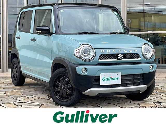 スズキ ハスラー タフワイルド 静岡県 2019(令1)年 2.4万km オフブルーメタリック/ブラック 2トーン 純正ナビ/・AM/FM/・SD/・Memory Music/・iPod/・フルセグTV/・USB/・Bluetooth/・CD/DVD/主要装備/・全方位カメラ/・デュアルカメラブレーキサポート/・ドライブレコーダー/・アイドリングストップ/・横滑り防止装置/・レーンキープアシスト/・運転席＋助手席シートヒーター/・ステアリングスイッチ/・社外アルミ/・フォグランプ