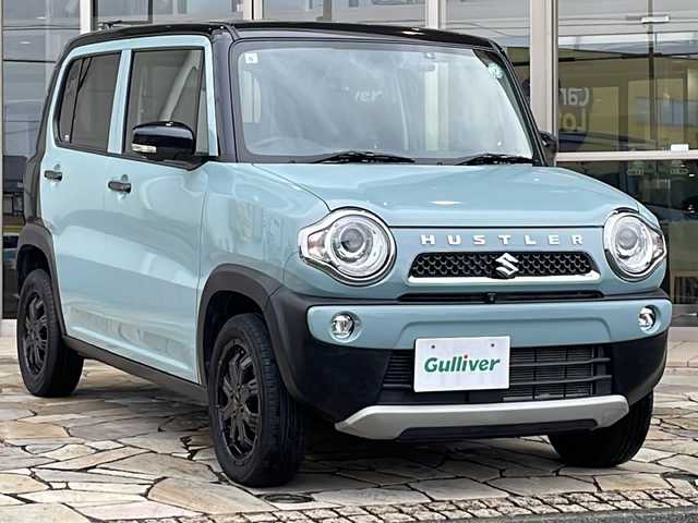 スズキ ハスラー タフワイルド 静岡県 2019(令1)年 2.4万km オフブルーメタリック/ブラック 2トーン 純正ナビ/・AM/FM/・SD/・Memory Music/・iPod/・フルセグTV/・USB/・Bluetooth/・CD/DVD/主要装備/・全方位カメラ/・デュアルカメラブレーキサポート/・ドライブレコーダー/・アイドリングストップ/・横滑り防止装置/・レーンキープアシスト/・運転席＋助手席シートヒーター/・ステアリングスイッチ/・社外アルミ/・フォグランプ