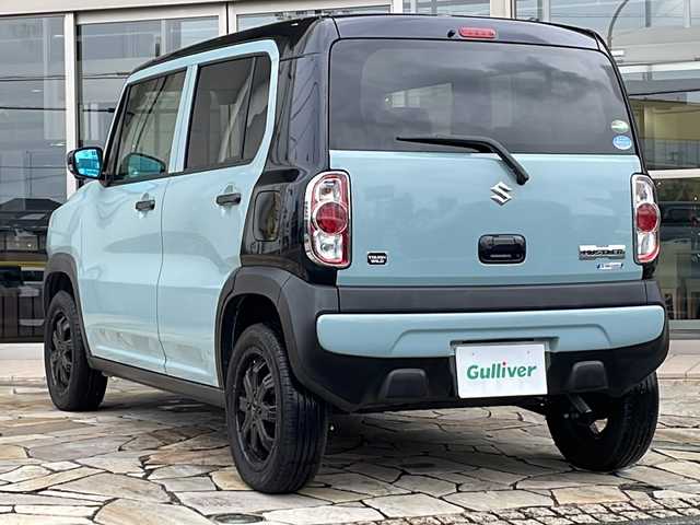 スズキ ハスラー タフワイルド 静岡県 2019(令1)年 2.4万km オフブルーメタリック/ブラック 2トーン 純正ナビ/・AM/FM/・SD/・Memory Music/・iPod/・フルセグTV/・USB/・Bluetooth/・CD/DVD/主要装備/・全方位カメラ/・デュアルカメラブレーキサポート/・ドライブレコーダー/・アイドリングストップ/・横滑り防止装置/・レーンキープアシスト/・運転席＋助手席シートヒーター/・ステアリングスイッチ/・社外アルミ/・フォグランプ