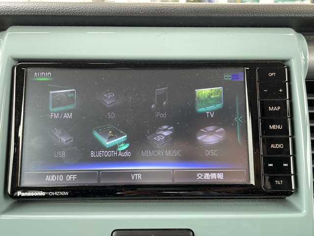 スズキ ハスラー タフワイルド 静岡県 2019(令1)年 2.4万km オフブルーメタリック/ブラック 2トーン 純正ナビ/・AM/FM/・SD/・Memory Music/・iPod/・フルセグTV/・USB/・Bluetooth/・CD/DVD/主要装備/・全方位カメラ/・デュアルカメラブレーキサポート/・ドライブレコーダー/・アイドリングストップ/・横滑り防止装置/・レーンキープアシスト/・運転席＋助手席シートヒーター/・ステアリングスイッチ/・社外アルミ/・フォグランプ