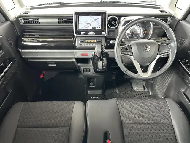スズキ スペーシア カスタム HYBRID XS 道東・釧路十勝 2019(平31)年 6.7万km ブルーイッシュブラックパール3 4WD/両側パワースライドドア/ETC/革巻きステアリング/電動化駆動ミラー/純正15インチアルミホイール/プッシュスタート/バックカメラ/SDナビ/　（CD/SD/BT）/フルセグTV/レーダーブレーキ/ハーフレザーシート/シートヒーター/（前席のみ）/LEDオートライト/フロントフォグ/ミラーヒーター/コーナーセンサー/ウィンカーミラー/スマートキー/純正ドアバイザー/アイドリングストップ/レーンキープアシスト/衝突軽減システム/横滑り防止装置
