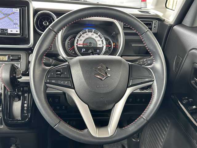 スズキ スペーシア カスタム HYBRID XS 道東・釧路十勝 2019(平31)年 6.7万km ブルーイッシュブラックパール3 4WD/両側パワースライドドア/ETC/革巻きステアリング/電動化駆動ミラー/純正15インチアルミホイール/プッシュスタート/バックカメラ/SDナビ/　（CD/SD/BT）/フルセグTV/レーダーブレーキ/ハーフレザーシート/シートヒーター/（前席のみ）/LEDオートライト/フロントフォグ/ミラーヒーター/コーナーセンサー/ウィンカーミラー/スマートキー/純正ドアバイザー/アイドリングストップ/レーンキープアシスト/衝突軽減システム/横滑り防止装置