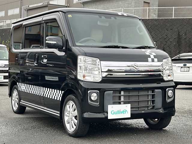 スズキ エブリィ ワゴン PZターボ スペシャル 群馬県 2020(令2)年 2.4万km ブルーイッシュブラックパール3 ４WD/衝突軽減ブレーキ/純正SDナビ（CN-RE06WD）/ＣＤ/ＤＶＤ/ＢＴ/フルセグテレビ/バックカメラ/プッシュスタート/両側パワースライドドア/純正HIDヘッドライト/バックカメラ/フラットシート