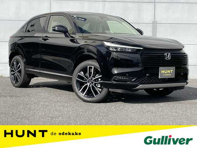 ホンダ ヴェゼル ハイブリッド e:HEV Z 千葉県 2025(令7)年 0.1千km クリスタルブラックパール 登録済未使用車/・登録時走行距離5km/ホンダセンシング/・衝突軽減ブレーキ/レーンキープアシスト/・レーダークルーズコントロール/オートハイビーム/・クリアランスソナー/ブラインドスポットモニター/純正9インチコネクトナビ/・フルセグ/BT/USB/カープレイ/バックカメラ/ステアリングスイッチ/パドルシフト/ETC2.0/ハーフレザーシート/シートヒーター(D/N席)/パワーシート()/ワイヤレス充電/パワーバックドア/電動パーキングブレーキ/ブレーキホールド/LEDヘッドライト/オートライト/フォグライト/スマートキー/プッシュスタート/純正18インチAW