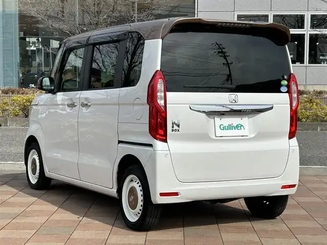 ホンダ Ｎ ＢＯＸ G･L ホンダセンシング カッパーブラウンスタイル 福島県 2019(令1)年 4.8万km プラチナホワイトパール 4WD/Honda SENSING/・衝突軽減ブレーキ/・オートハイビーム/・誤発進抑制機能/・後方誤発進抑制機能/・路外逸脱警報機能/・車線維持支援システム/・歩行者事故低減ステアリング/・先行車発進お知らせ機能/・標識認識機能/純正メモリナビ(VXM-194Ci)/　【CD/DVD/SD/USB/BT】/バックカメラ/ビルトインETC/両側パワースライドドア/ステアリングスイッチ/レーダークルーズコントロール/前席シートヒーター/LEDヘッドライト/リアサンシェード/社外フロアマット/社外ドアバイザー/コーナーセンサー