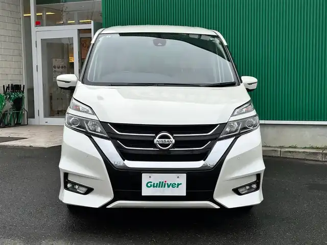 日産 セレナ ハイウェイスター プロパイロットED 宮城県 2017(平29)年 8.5万km ブリリアントホワイトパール プロパイロット/エマージェンシーブレーキ/車線逸脱警報/車線逸脱防止支援/踏み間違い衝突防止アシスト/標識検知システム/コーナーセンサー/アルパインフリップダウンモニター/社外7インチナビ/(フルTV/CD/DVD/SD/BT)/バックカメラ/ビルトインETC/両側パワースライドドア/ハンズフリーオートスライド/オートエアコン/革巻きステアリング/ステアリングスイッチ/オートライト/アイドリングストップ/サンシェード/プッシュスタート＆スマートキー/ウインカー付き電動格納ミラー/ドアバイザー/スペアキー/横滑り防止/LEDヘッドライト/フォグランプ/純正フロアマット/純正16インチAW