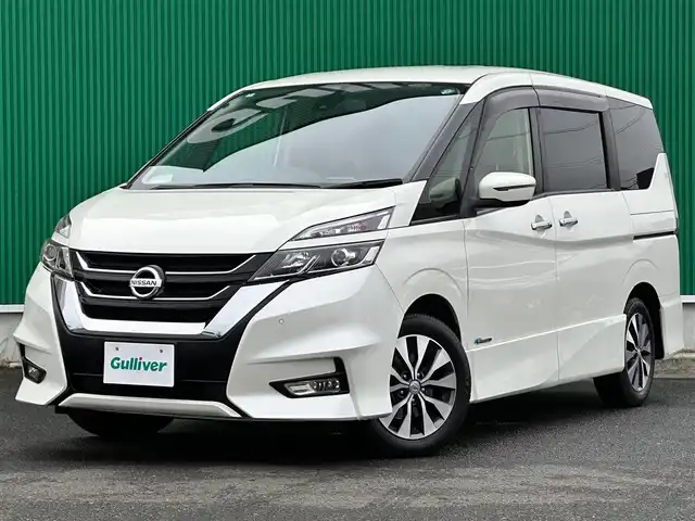 日産 セレナ ハイウェイスター プロパイロットED 宮城県 2017(平29)年 8.5万km ブリリアントホワイトパール プロパイロット/エマージェンシーブレーキ/車線逸脱警報/車線逸脱防止支援/踏み間違い衝突防止アシスト/標識検知システム/コーナーセンサー/アルパインフリップダウンモニター/社外7インチナビ/(フルTV/CD/DVD/SD/BT)/バックカメラ/ビルトインETC/両側パワースライドドア/ハンズフリーオートスライド/オートエアコン/革巻きステアリング/ステアリングスイッチ/オートライト/アイドリングストップ/サンシェード/プッシュスタート＆スマートキー/ウインカー付き電動格納ミラー/ドアバイザー/スペアキー/横滑り防止/LEDヘッドライト/フォグランプ/純正フロアマット/純正16インチAW