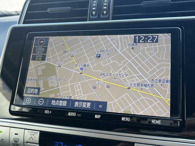 トヨタ ランドクルーザー プラド TX 静岡県 2021(令3)年 2.8万km アティチュードブラックマイカ 純正SDナビ/・CD/・DVD/・フルセグＴＶ/・Bluetooth/・USB/・AM/・FM/主要装備/・衝突軽減/・レーンキープ/・追従クルコン/・コーナーセンサー前後/・踏み間違い防止/・バックカメラ/・ビルトインETC/・ドラレコ前後/・MTモード付/・純正フロアマット/・社外/純正アルミホイール/・LEDヘッドライト/・オートハイビーム/・ヘッドライトウォッシャー/・スマートキー/・プッシュスタート