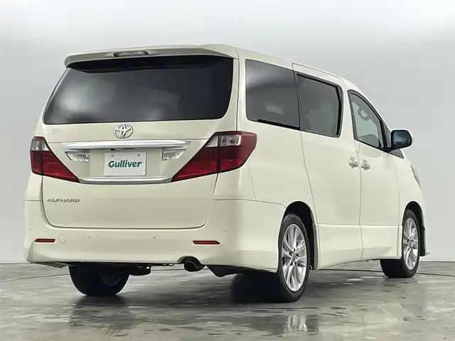 トヨタ アルファード 240S 福島県 2008(平20)年 12.8万km ゴールドパールクリスタルシャイン クリアランスソナー/フリップダウンモニター/純正7インチナビ/・品番：NHDT-W58G/・ワンセグ/TV/BT/HDD/CD/DVD/FM/AM/左側パワースライドドア/HIDライト/・フォグランプ/・オートライト/3列シート/純正18インチアルミホイール付きサマータイヤ/純正フロアマット/ETC/革ステアリング/・ステアリングリモコン/ウィンカーミラー/・電動格納ミラー/・フェンダーミラー/MTモード付AT/プッシュスタート/・スマートキー/・スペアキー