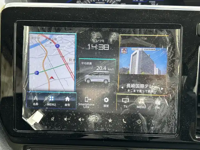 スズキ ソリオ HV SZ 長崎県 2023(令5)年 2.7万km ピュアホワイトパール/ガンメタリック2トーン 純正9インチナビ/（Bluetooth/フルセグ）/全方位カメラ/衝突軽減システム/レーンアシスト/レーダークルーズ/ETC/両側パワースライドドア/ヘッドアップディスプレイ/パドルシフト/前後ドライブレコーダー/バックソナー/純正15インチAW