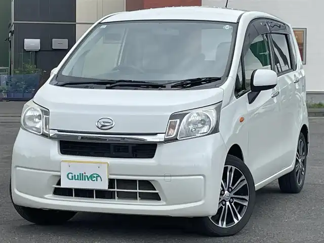 ダイハツ ムーヴ X SA 道央・札幌 2013(平25)年 13.3万km パールホワイトⅢ ４WD/純正ディーラーOPナビ/CD/SD/USB/ワンセグ/スマートアシスト/衝突被害軽減ブレーキ/横滑り防止装置/バックカメラ/ETC/エコアイドル/プッシュスタート/スマートキー/LEDヘッドライト/オートライト/ヘッドライトレベライザー/電動格納ミラー/純正フロアマット/ドアバイザー/スペアキー/純正AW付冬タイヤ積込/155/65/R14/2019年/山5mm