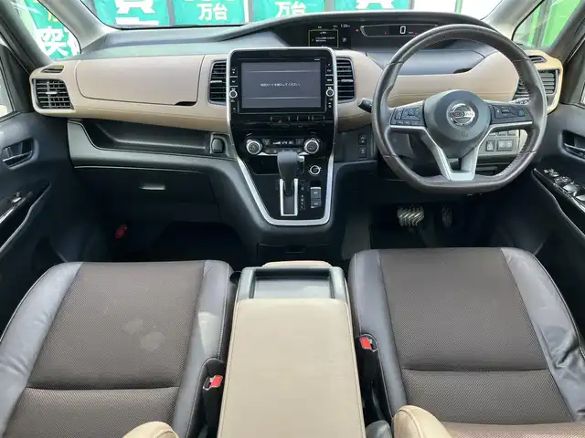 日産 セレナ ハイウェイスター G プロパイロットED 奈良県 2016(平28)年 6万km ブリリアントホワイトパール 純正9インチナビ（MM516D-L）/（フルセグ/BT/CD/DVD）/carrozzeria10インチフリップダウンモニター/（TVM-FW1020）/プロパイロット/バックカメラ/前後コーナーセンサー/衝突軽減システム/レーンキープアシスト/両側パワースライドドア/ハーフレザーシート（ブラウンXベージュ）/前席シートヒーター/後席サンシェード/LEDヘッドライト/オートライト/前方ドライブレコーダー/純正16インチAW/取り扱い説明書/スペアキーX1