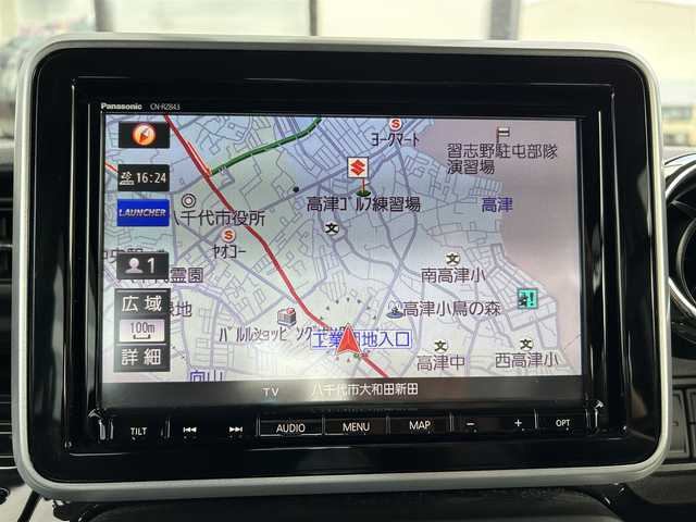 スズキ スペーシア カスタム HYBRID XS ターボ 千葉県 2018(平30)年 0.6万km ピュアホワイトパール/ブラック2トーン 純正8インチメモリナビ/(フルセグTV BT CD DVD FM AM)/全周囲カメラ/衝突被害軽減システム/車線逸脱警報/クルーズコントロール/両側パワースライドドア/横滑り防止装置/ETC/ドライブレコーダー/アイドリングストップ/LEDヘッドライト/フォグランプ/オートライト/ウィンカーミラー/電動格納ミラー/純正15インチAW/シートヒーター/シートリフター/プッシュスタート/スマートキー/スペアキー/フロアマット/ドアバイザー/取扱説明書/保証書