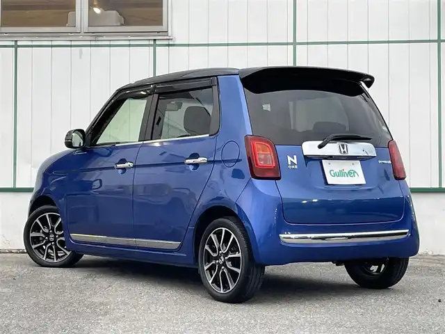 ホンダ Ｎ ＯＮＥ プレミアム ツアラー ローダウン 山梨県 2015(平27)年 3.8万km ブリリアントスポーティブルーメタリック2トーン 純正ナビ(VXM-155VSi)/バックカメラ/ワンセグTV/クルーズコントロール/衝突被害軽減ブレーキ/横滑り防止装置/ドライブレコーダー/ETC/スマートキー/スペアキー/プッシュスタート/純正フロアマット/純正AW15インチ/ハーフレザーシート/保証書