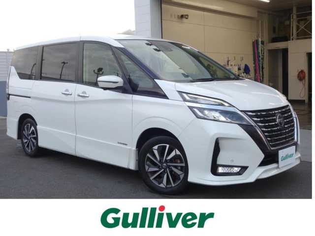 日産 セレナ ハイウェイスター G 大分県 2019(令1)年 7.7万km ブリリアントホワイトパール ワンオーナー／禁煙車/車検R8年9月29日/セーフティパッケージB/　・プロパイロット/　・インテリジェントエマージェンシーブレーキ/　・踏み間違い衝突防止アシスト/　・後側方車両検知警報/　・後後方衝突防止支援システム/　・車線逸脱防止支援システム/　・後退時車両検知警報/　・ふらつき警報/　・標識検知機能/　　電動パーキング/　　オートブレーキホールド/BSM/純正10インチSDナビ/　CD/DVD/BT/SD/MSV/iPod/USB/フルセグTV/アラウンドビューモニター/純正フリップダウンモニター/ビルトインETC/デジタルインナーミラー/純正前後ドライブレコーダー/両側パワースライドドア/スマートキー／プッシュスタート/LEDヘッドライト／フォグランプ/純正フロアマット/取扱説明書／保証書