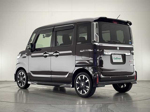 スズキ スペーシア カスタム HYBRID XS 宮崎県 2018(平30)年 5万km ムーンライトバイオレットPM 禁煙車/衝突被害軽減ブレーキ/社外8型ナビTV/（PIONEER/AVIC-RLS901/CD/DVD/Bluetooth/フルセグTV)/社外前後ドライブレコーダー/社外ETC/純正LEDオートライト/純正LEDフォグ/純正15インチアルミ/純正エアロ/純正ルーフエンドスポイラー/純正フロアマット/全方位モニター/両側電動スライドドア/レーンディパーチャーアラート/クリアランスソナー/エネチャージ/オートエアコン/シートヒーター/ハーフレザーシート/ウインカードアミラー/スマートキー/プッシュエンジンスタート/スペアキー/新車時保証書/取扱い説明書