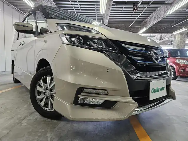 日産 セレナ e－パワー ハイウェイスター V 福岡県 2018(平30)年 7.8万km ベージュ セーフティパックB/純正9型ナビ/フルセグTV/両側ハンズフリーパワースライドドア/アラウンドビューモニター/ビルトインETC/プロパイロット/フロント/バックソナー/エマージェンシーブレーキ/車線逸脱防止支援システム/踏み間違い衝突防止アシスト/パーキングアシスト/標識検知機能/LEDヘッドランプ/純正OPブラウン革巻きステアリング/純正OPブラウンハーフレザーシート/純正15インチアルミホイール/スマートキー/プッシュパワースターター/禁煙車