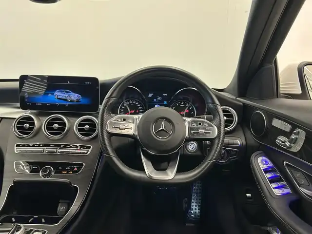 メルセデス・ベンツ Ｃ２００ ステーションワゴン アバンギャルドAMGライン 岡山県 2019(令1)年 4.4万km ポーラホワイト 純正ナビ　/Ａｐｐｌｅ　Ｃａｒｐｌａｙ　/シートヒーター　/レザーシート　/レザーシート　/クルーズコントロール　/レーンアシスト　/レーンキープ/レーダーセーフティ　/エアサスペンション　/オートハイビーム　/ブラインドスポット/アイドリングストップ/ハンドルアシスト/横滑り防止装置/衝突軽減防止装置/オートライト/オートハイビーム/純正アルミ