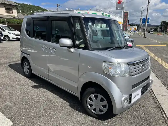 ホンダ Ｎ ＢＯＸ G Lパッケージ 広島県 2012(平24)年 4.1万km アラバスターシルバーメタリック 純正ディラーナビ（VXM-128VSX）/バックカメラ/ワンセグ/CD/DVD/AM/FM/純正フリップダウンモニター/左側パワースライドドア/シートカバー/スマートキー/スペアキー