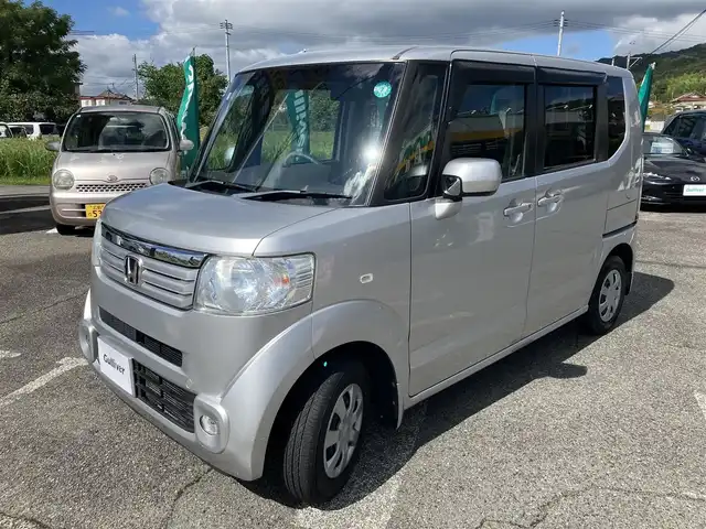 ホンダ Ｎ ＢＯＸ G Lパッケージ 広島県 2012(平24)年 4.1万km アラバスターシルバーメタリック 純正ディラーナビ（VXM-128VSX）/バックカメラ/ワンセグ/CD/DVD/AM/FM/純正フリップダウンモニター/左側パワースライドドア/シートカバー/スマートキー/スペアキー