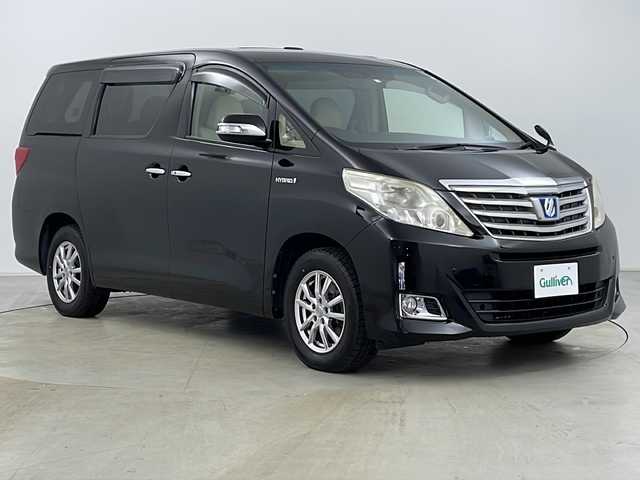 トヨタ アルファードハイブリット X 道央・札幌 2012(平24)年 7.1万km ブラック ・４ＷＤ/・純正ナビ＆ＴＶ＆ＨＤＤ＆ＳＤ＆ＢＴ＆ＤＶＤ＆ＣＤ/・純正フリップダウンモニター/・バックカメラ/・両側電動スライドドア/・サンルーフ/・革調シートカバー/・クルーズコントロール/・ウィンカーミラー/・リトラミラー/・ＴＶキャンセラー/・ウッドコンビステア/・キセノンヘッドライト/・フォグランプ/・ビルトインＥＴＣ/・ドアバイザー/・純正フロアマット/・シートアジャスター