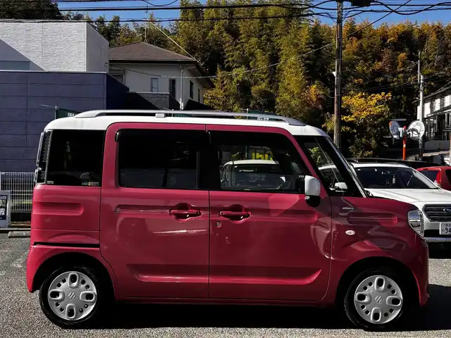 スズキ スペーシア HYBRID X 2トーン 熊本県 2018(平30)年 5.6万km チアフルピンクメタリック/ホワイト2トーンルーフ ツートンカラー/ルーフレール/社外メモリーナビ/【フルセグテレビ/Bluetooth/CD/DVD】/バックカメラ/両側パワースライドドア/ETC/衝突軽減ブレーキ/横滑り防止/アイドリングストップ/コーナーセンサー/プッシュスタート/スマートキー/後席サンシェード/ドアバイザー