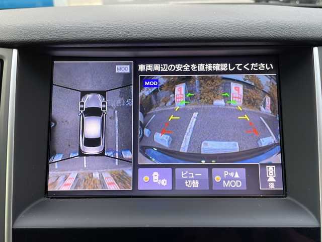 日産 スカイライン 200GT－t タイプP 兵庫県 2016(平28)年 8.2万km スーパーブラック 純正メーカーSDナビ/　Bluetooth/USB/AUX/iPod/AM/FM/フルセグテレビ（走行中視聴不可）/ビルトインETC/前後ドライブレコーダー/アラウンドビューミニター/MTモード付AT/シートメモリ/パワーシート（D+N席）/シートヒーター（D+N席）/アイドリングストップ/アダプティブクルーズコントロール/アンチロック・ブレーキ・システム/レーンキープアシスト/前後コーナーセンサー/横滑り防止装置/盗難防止装置/パワーステアリング/パワーウィンドウ/エアバッグ（W+サイド）/純正フロアマット/純正アルミホイール/スマートキー/スペアキー（1本）/LEDヘッドライト/保証書/取扱説明書