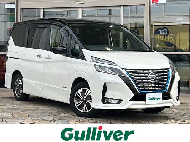 日産 セレナ e－パワー ハイウェイスター V 静岡県 2019(令1)年 7.1万km ブリリアントホワイトパール 2トーン プロパイロット　/後席モニター　/全方位カメラ　/両側パワスラースライドドア　/パーキングアシスト　/衝突軽減ブレーキ　/車線逸脱警告/踏み間違え防止　/純正１０ｉｎｃナビ　/フルセグＴＶ　/純正１５ＡＷ　/ＬＥＤヘッドライト　/ＥＴＣ　/ドライブレコーダー　/クリアランスソナー