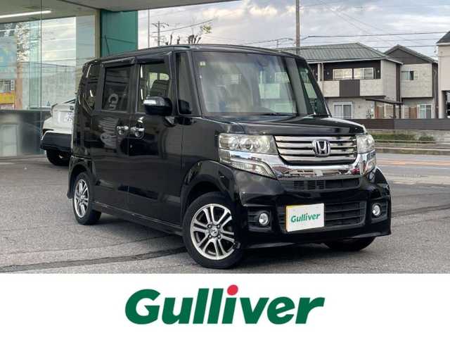 ホンダ Ｎ ＢＯＸ カスタム G SSパッケージ 山形県 2014(平26)年 9.9万km スマートブラック ワンオーナー/Gathersナビ　VXM-142VFi/BT/ワンセグテレビ/USB/ipod/DVD再生機能付/バックカメラ/アイドリングストップ/ETC/両側パワースライドドア/純正フロアマット/純正アルミホイール/横滑り防止装置/衝突被害軽減システム/スペアキー/取扱説明書/保証書