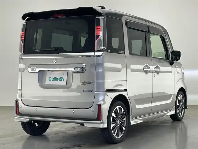 スズキ スペーシア カスタム HYBRID XS ターボ 愛知県 2022(令4)年 0.5万km ガンＭⅡ 純正９型ナビ　フルセグＴＶ　ＤＶＤ　カープレイ対応　全方位カメラ　シートヒーター　ハーフレザー　デュアルカメラブレーキ　衝突軽減　追従クルコン　両側パワスラ　ＬＥＤオートライト　フォグランプ　ドラレコ　HUD　パドルシフト　リヤパーキングセンサー　禁煙