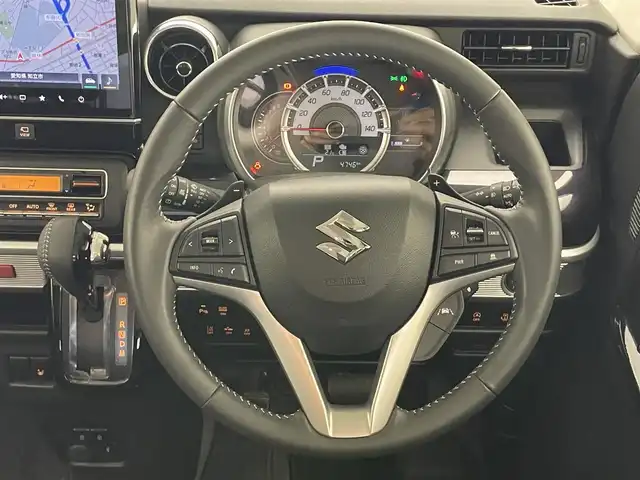 スズキ スペーシア カスタム HYBRID XS ターボ 愛知県 2022(令4)年 0.5万km ガンＭⅡ 純正９型ナビ　フルセグＴＶ　ＤＶＤ　カープレイ対応　全方位カメラ　シートヒーター　ハーフレザー　デュアルカメラブレーキ　衝突軽減　追従クルコン　両側パワスラ　ＬＥＤオートライト　フォグランプ　ドラレコ　HUD　パドルシフト　リヤパーキングセンサー　禁煙