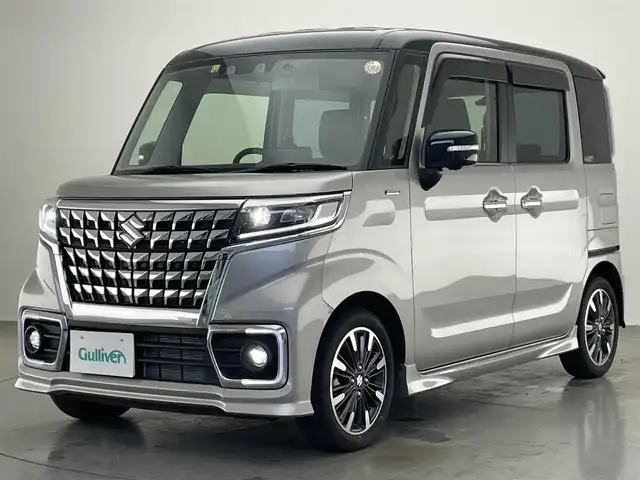 スズキ スペーシア カスタム HYBRID XS ターボ 愛知県 2022(令4)年 0.5万km ガンＭⅡ 純正９型ナビ　フルセグＴＶ　ＤＶＤ　カープレイ対応　全方位カメラ　シートヒーター　ハーフレザー　デュアルカメラブレーキ　衝突軽減　追従クルコン　両側パワスラ　ＬＥＤオートライト　フォグランプ　ドラレコ　HUD　パドルシフト　リヤパーキングセンサー　禁煙