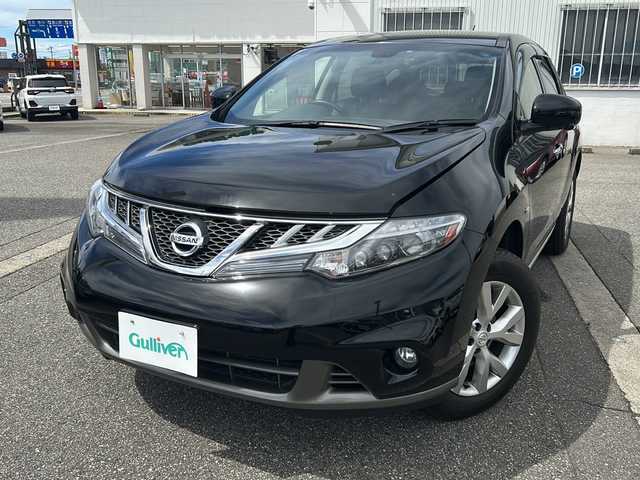 日産 ムラーノ 250XV 富山県 2012(平24)年 6.1万km スーパーブラック ワンオーナー/スマートキー（２本）/レザーシート/メーカーオプションナビ/フルセグTV/ビルトインETC/バックカメラ/左サイドカメラ/クルーズコントロール/シートヒーター（D/N）/フォグランプ/純正ドアバイザー/純正フロアマット/横滑り防止装置/前後ドラレコ/ステアリングスイッチ/保証書/取扱説明書/ナビ取扱説明書/車載タイヤ（社外ホイール235/65R18）