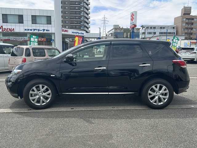 日産 ムラーノ 250XV 富山県 2012(平24)年 6.1万km スーパーブラック ワンオーナー/スマートキー（２本）/レザーシート/メーカーオプションナビ/フルセグTV/ビルトインETC/バックカメラ/左サイドカメラ/クルーズコントロール/シートヒーター（D/N）/フォグランプ/純正ドアバイザー/純正フロアマット/横滑り防止装置/前後ドラレコ/ステアリングスイッチ/保証書/取扱説明書/ナビ取扱説明書/車載タイヤ（社外ホイール235/65R18）