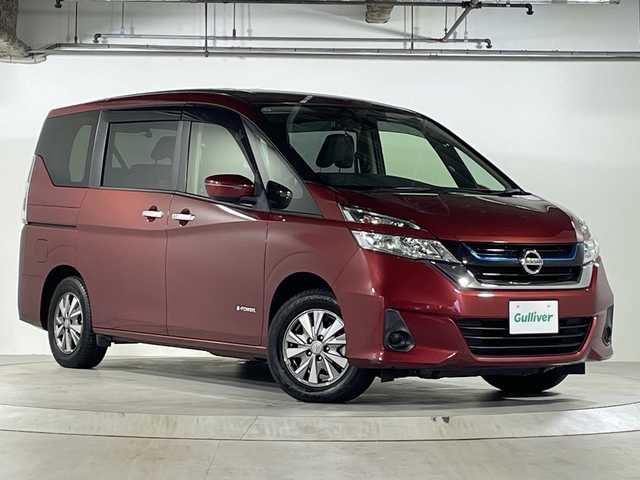 日産 セレナ e－パワー XV 広島県 2019(令1)年 3.7万km マルーンレッド エマージェンシーブレーキ/クルーズコントロール/車線逸脱警報/純正７型メモリナビ/CD/SD/BT/フルセグTV/バックカメラ/両側パワースライドドア/スマートキー/プッシュスタート/ETC/ステアリングスイッチ/シートバックテーブル/純正フロアマット/純正ドアバイザー/純正アルミホイール