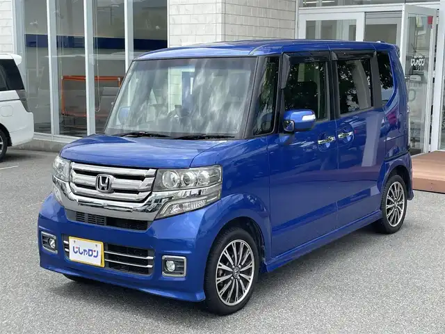 ホンダ Ｎ ＢＯＸ G ターボ Lパッケージ 山梨県 2016(平28)年 8.2万km ブリリアントスポーティブルーメタリック2トーン (株)IDOMが運営する【じしゃロン甲府店】の自社ローン専用車両になります。/こちらは現金またはオートローンご利用時の価格です。自社ローンご希望の方は別途その旨お申付け下さい/スマートキー２個/両側パワースライドドア/クルーズコントロール/パドルシフト/社外メモリーナビ・フルセグTV/CD・DVD・BTオーディオ/ビルトインETC/HIDオートライト/保証書・取説書