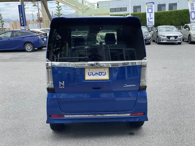 ホンダ Ｎ ＢＯＸ G ターボ Lパッケージ 山梨県 2016(平28)年 8.2万km ブリリアントスポーティブルーメタリック2トーン (株)IDOMが運営する【じしゃロン甲府店】の自社ローン専用車両になります。/こちらは現金またはオートローンご利用時の価格です。自社ローンご希望の方は別途その旨お申付け下さい/スマートキー２個/両側パワースライドドア/クルーズコントロール/パドルシフト/社外メモリーナビ・フルセグTV/CD・DVD・BTオーディオ/ビルトインETC/HIDオートライト/保証書・取説書
