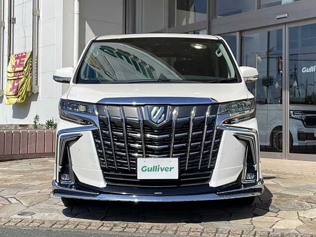 トヨタ アルファード S Cパッケージ 静岡県 2019(平31)年 4.7万km ホワイトパールクリスタルシャイン 【主要装備】/メーカーOPナビ　/JBLプレミアムサウンド　/モデリスタフルエアロ　/サンルーフ　/後席フリップダウンモニター　/アラウンドビューモニター　/3眼LEDヘッドライト　/LEDフォグ/両側パワースライドドア　/レーダークルーズコントロール/ステアリングスイッチ/ステアリングヒーター/前席シートヒーター＆ベンチレーション/前席パワーシート/後席パワーシート＆オットマン/純正18インチアルミホイール/プリクラッシュセーフティ/オートライト/オートマチックハイビーム/デジタルインナーミラー/ETC