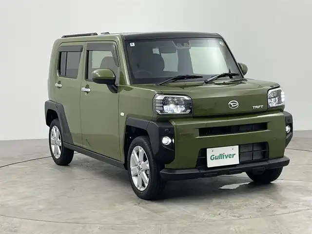 ダイハツ タフト G 福島県 2024(令6)年 0.1万km フォレストカーキメタリック ４WD/純正SDナビ/・フルセグTV/・Bluetooth/スマートアシスト/・衝突軽減ブレーキ/・横滑り防止装置/・コーナーセンサー/・衝突軽減ブレーキ/シートヒーター（D・N）/バックカメラ/スカイルーフ/ディライト/LEDライト/フォグランプ/電動パーキング/ステアリングリモコン/純正AW/純正フロアマット/HDMI/USB