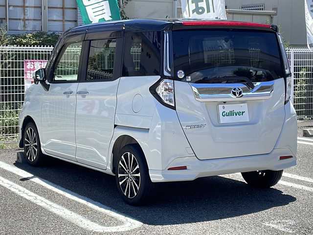 トヨタ ルーミー カスタムG－T 兵庫県 2021(令3)年 1.7万km ブラックマイカメタリック/パールホワイト2トーン 登録時走行距離16409km/ターボ車/2トーンルーフ/スマートアシスト（予防安全機能）/純正SDナビ/CD/DVD/Bluetooth/フルセグTV/OP　コンフォートパッケージ/シートヒーター(運転席/助手席）/シートバックテーブル（運転席/助手席）/OP パノラミックビュー対応ナビレディパッケージ/パノラミックビュー/ステアリングスイッチ/両側パワースライドドア/前後ドライブレコーダー/コーナーセンサー/アダプティブクルーズコントロール/アダプティブドライビングビーム/ETC/LEDヘッドランプ/オートライト/運転席シートリフター/純正フロアマット/ドアバイザー
