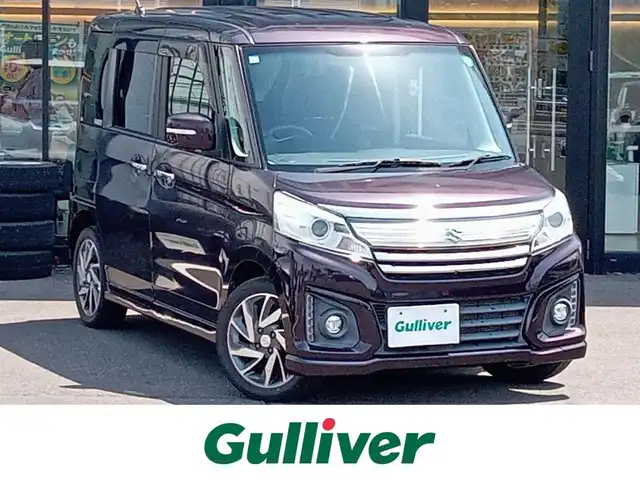 スズキ スペーシア カスタム XS 福井県 2015(平27)年 6.9万km ムーンライトバイオレットPM ワンオーナー車/全方位カメラ/４WD/純正15インチAW/両側パワースライドドア/キセノンヘッドライト/Fフォグ/シートヒーター/純正メモリナビ（CD/DVD/BT/USB/AUX/iPod）/フルセグテレビ/アイドリングストップ/横滑り防止装置/盗難防止装置/ダブルエアバッグ/純正フロアマット/スマートキー