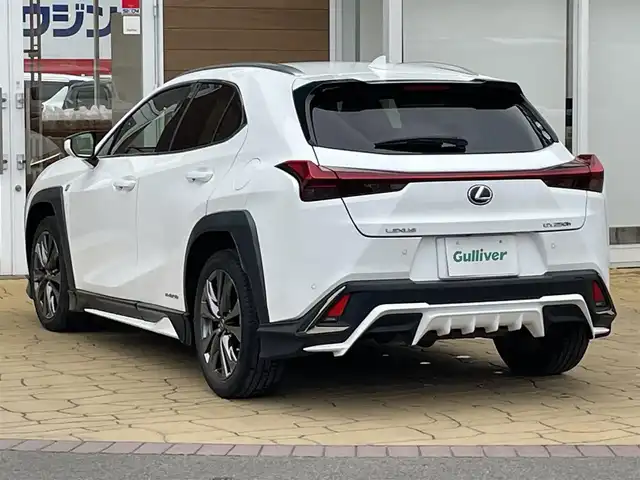 レクサス ＵＸ 250h Fスポーツ 宮崎県 2020(令2)年 7.1万km ホワイトノーヴァガラスフレーク ・TRDエアロ（フロントスポイラー・ミラーカバー・フェンダー・サイドスカート・リヤディフューザー）/・プリクラッシュセーフティ/・レーンディパーチャーアラート/・オートハイビーム/・レーダークルーズコントロール/・RCTA（リヤクロストラフィックアラート）/・ブラインドスポットモニター/・サンルーフ/・パワーバックドア/・レザーシート/・前席パワーシート/シートヒーター/・純正SDナビ/地デジTV/・【DVD/CD再生機能　Bluetooth接続】/・パノラミックビューモニター/・リバース連動ドアミラー（左/右）/・ドライブレコーダー（前後撮影）【DC-DR652】/・革巻きステアリング/・ステアリングスイッチ/・パドルシフト/・ETC（2.0）/・LEDヘッドライト/・フォグライト/・ウインカーミラー/・クリアランスソナー/・純正18インチアルミホイル/・サイド/カーテンエアバッグ/・スマートキー