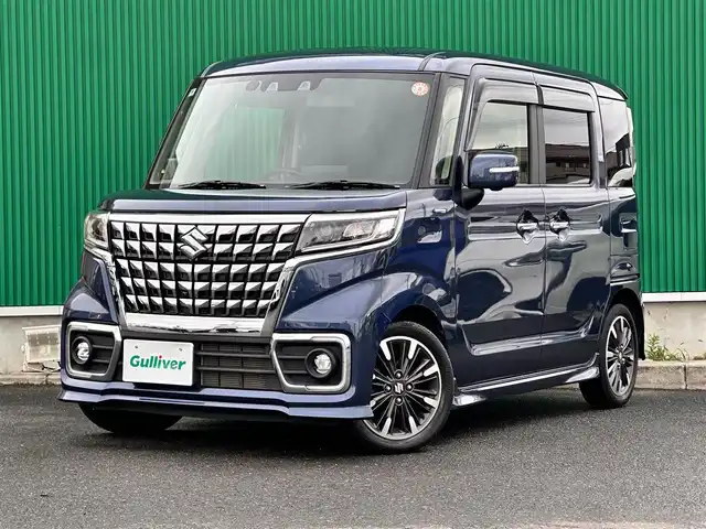 スズキ スペーシア カスタム HYBRID XS ターボ 宮城県 2022(令4)年 4.2万km インディゴブルーメタリック 全方位モニター付きメモリーナビゲーション/・全方位モニター用カメラ（フロント/サイド/リア）/・メモリーナビ/・9インチディスプレイ/・スズキコネクト/SOSボタン/・USBソケット/＝＝＝/ワンオーナー/セーフティサポート/・デュアルカメラブレーキサポート/・誤発進抑制機能/・車線逸脱警報機能/・ふらつき警報/・先行車発進お知らせ機能/・ハイビームアシスト/・アダプティブクルーズコントロール/・後退時ブレーキサポート/・後方誤発進抑制機能/・リアパーキングセンサー/・車線逸脱抑制機能/両側パワースライドドア/ハーフレザーシート/シートヒーター/パーソナルテーブル（後席左右）/革巻きステアリング/ステアリングスイッチ/パドルシフト/アイドリングストップ/LEDヘッドランプ/LEDフロントフォグランプ/オートライト/スマートキー＆プッシュスタート/スペアキー/電動格納ミラー/純正15インチAW（サマー）/純正フロアマット/ドアバイザー/W/サイド/カーテンエアバッグ