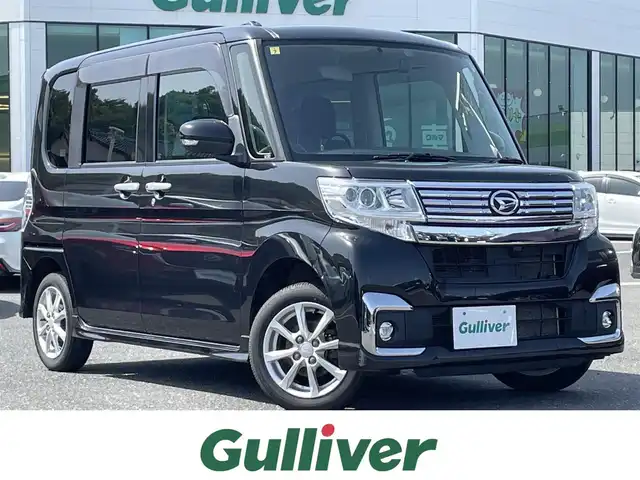 ダイハツ タント カスタム X 島根県 2018(平30)年 6.1万km ブラックマイカメタリック 社外ナビ/CD/フルセグTV/片側パワースライドドア/シートヒーター /スマートキー/スペアキー /プッシュスタート /ドライブレコーダー/ETC/LEDオートライト/アイドリングストップ/純正14インチアルミホイール/純正フロアマット/純正ドアバイザー