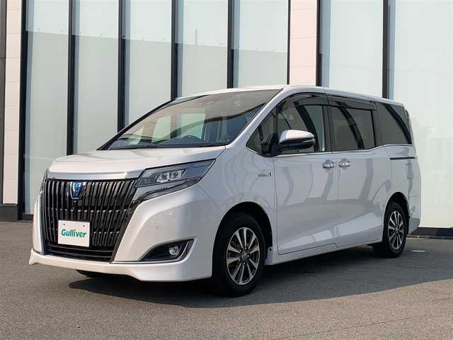 トヨタ エスクァイア ハイブリッド Gi プレミアムパッケージ 大阪府 2020(令2)年 2.9万km ホワイトパールクリスタルシャイン ワンオーナー/純正ナビ　/バックモニター/純正フリップダウンモニター　/ハーフレザーシート　/フルセグＴＶ　/両側パワースライドドア　/ビルトインＥＴＣ　/ハンドルヒーター　/ＵＳＢ充電ポート（前席2、後席2）　/ＨＤＭＩ接続/フォグランプ/LEDヘッドライト/後席バイザー/純正15インチアルミホイール/前後ドライブレコーダー
