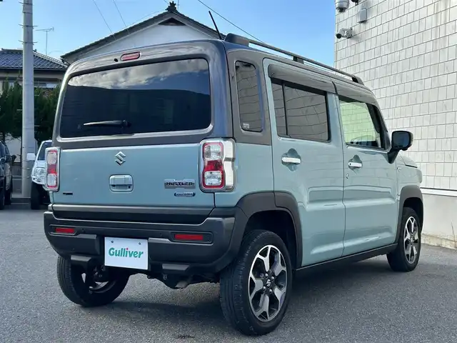 スズキ ハスラー Jスタイル Ⅱ ターボ 山形県 2022(令4)年 4.9万km オフブルーメタリック/ガンメタリック2トーンルーフ 禁煙車/ターボ/4WD/アダプティブクルーズコントロール/アイドリングストップ/デュアルカメラブレーキ/レーンキープアシスト/コーナーセンサー/車線逸脱警報/横滑り防止装置/盗難防止装置/LEDヘッドライト/オートライト/フロントフォグランプ/全周囲カメラ/ドライブレコーダー/シートヒーター（D/N）/純正フロアマット/純正ドアバイザー/保証書/取扱説明書