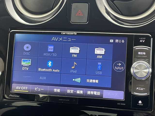 日産 ノート e－パワー X 栃木県 2016(平28)年 6.5万km オリーブグリーン e-POWER/純正７インチナビ/（CD/DVD/FM/AM/BT)/バックカメラ/衝突被害軽減装置/レーンキープアシスト/横滑り防止装置/ETC/電動格納ミラー/ウインカーミラー/オートエアコン/スマートキー/プッシュスタート/ドアバイザー/LEDライト