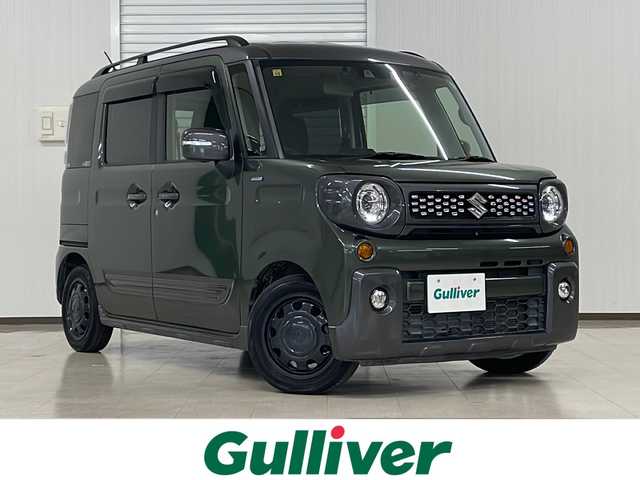 スズキ スペーシア ギア HYBRID XZターボ 熊本県 2020(令2)年 5.7万km クールカーキパールメタリック/ガンメタリック2トーン 純正SDナビ（ラジオ、フルセグ、BT、CD、DVD）/全方位カメラ/ETC/前後ドライブレコーダー/クルーズコントロール/パドルシフト/前後コーナーセンサー/シートヒーター/レーンキープ/衝突被害軽減ブレーキ/横滑り防止/ステアリングリモコン/オートハイビーム/オートライト/・LEDヘッドライト/・フォグランプ/両側パワースライドドア/純正フロアマット/ルーフレール