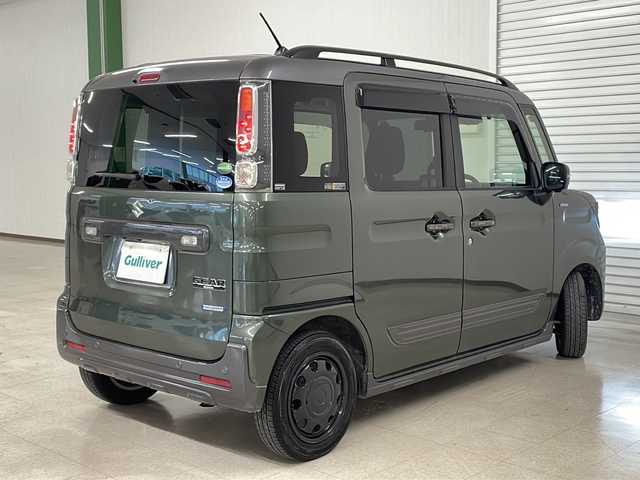スズキ スペーシア ギア HYBRID XZターボ 熊本県 2020(令2)年 5.7万km クールカーキパールメタリック/ガンメタリック2トーン 純正SDナビ（ラジオ、フルセグ、BT、CD、DVD）/全方位カメラ/ETC/前後ドライブレコーダー/クルーズコントロール/パドルシフト/前後コーナーセンサー/シートヒーター/レーンキープ/衝突被害軽減ブレーキ/横滑り防止/ステアリングリモコン/オートハイビーム/オートライト/・LEDヘッドライト/・フォグランプ/両側パワースライドドア/純正フロアマット/ルーフレール